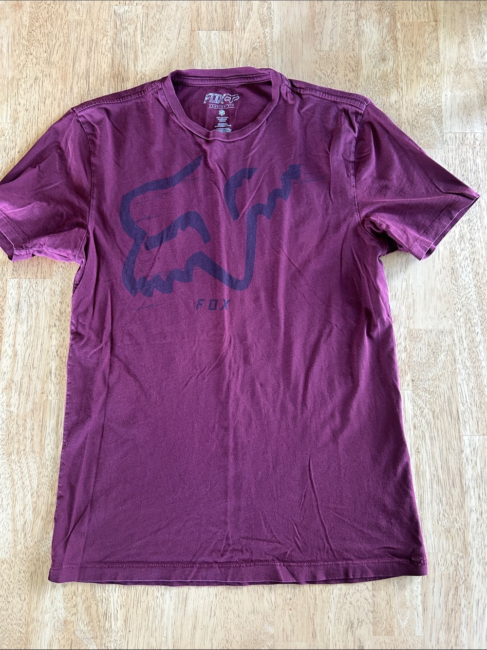 Fox Men’s Short Sleeve Logo Tee — Burgundy with Dark Logo